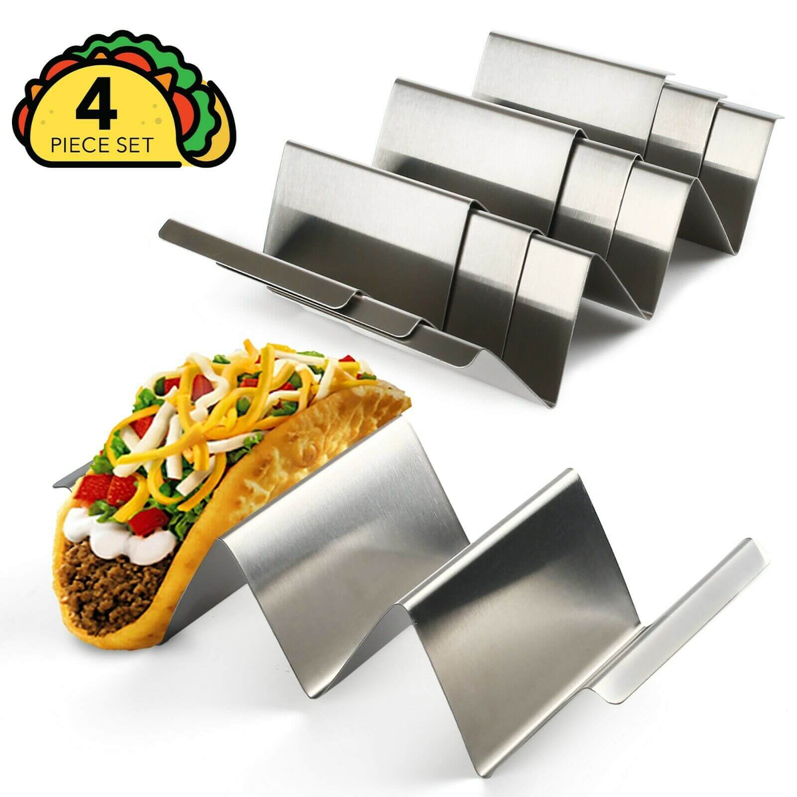 Taco Tuesday Holder Stands Set 4 Piece Safe Rack Tray Oven Grill