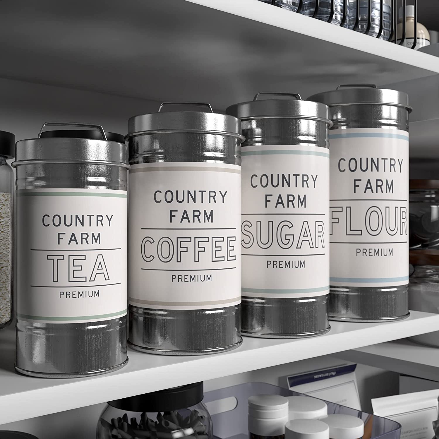 Barnyard Designs Canister Sets for Kitchen Counter Vintage Kitchen Canisters, Country Rustic Farmhouse Decor Kitchen, Coffee Tea Sugar Farmhouse